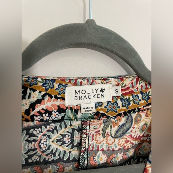 Molly Bracken Black with Colorful Print 3/4 Sleeve Mini Dress - Picture 4 of 5